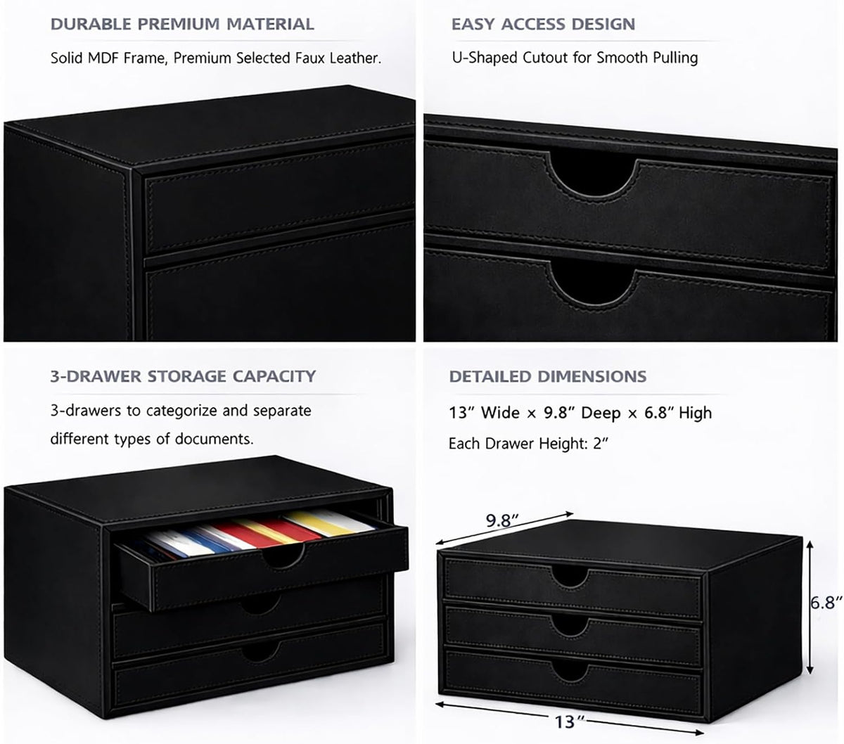 UnionBasic Document Organizer, 3-Drawer File Cabinet Document Storage Box, Of...