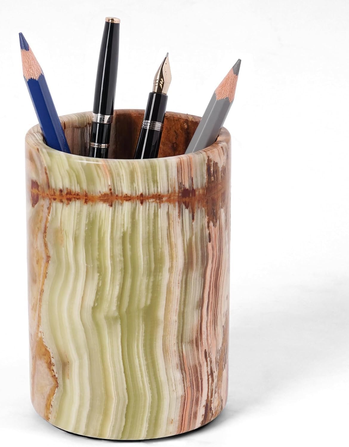 Radicaln Marble Pen Holder for Desk 4" - Pencil Holder & Makeup Brus...