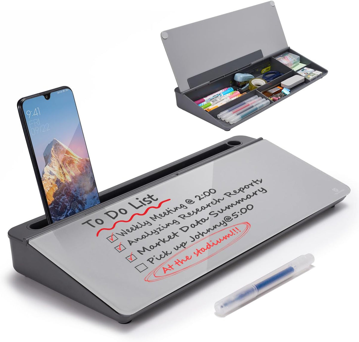 TSJ OFFICE Desktop Whiteboard Dry-Erase-Board - Computer Keyboard Stand White...