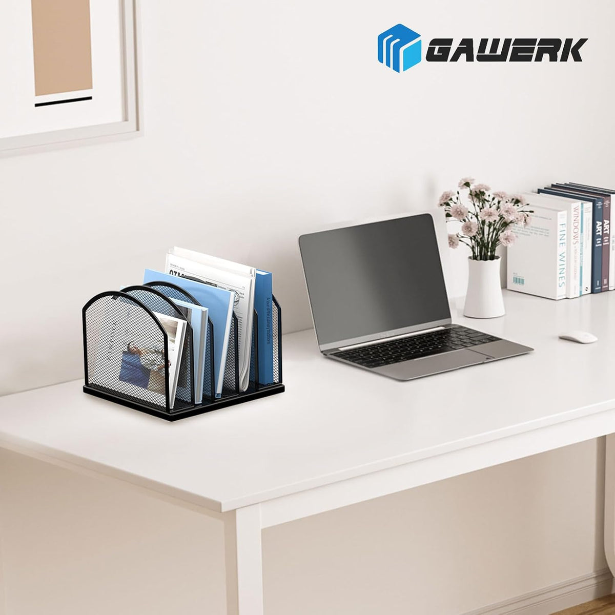 2 Pack Gawerk 5-Section Vertical Desktop Organizer, 5-Section Mesh File Folde...