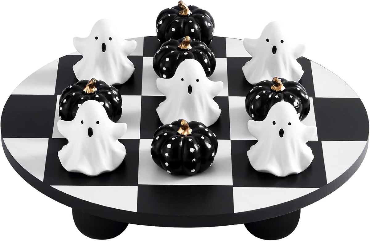 WDS WONDROUS Halloween Decor Tic Tac Toe Game Set with Pumpkin Ghost Pieces