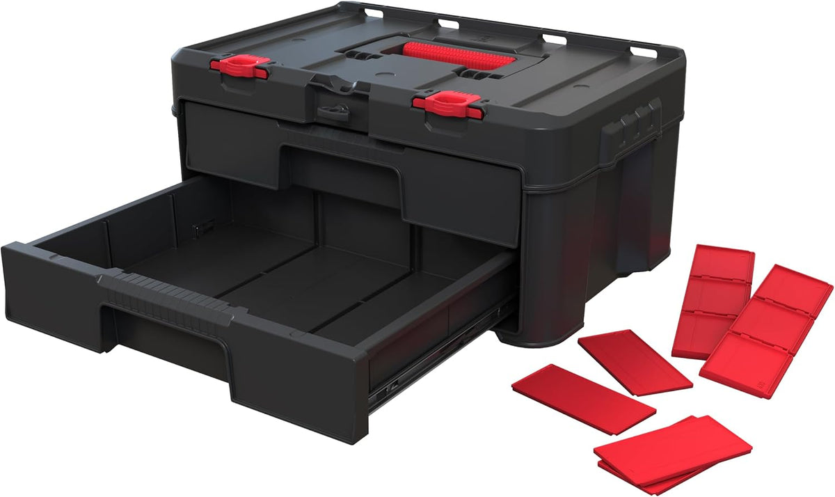 Keter Stack & Roll Heavy Duty 2 Drawer DIY Tool storage Unit Black 253384