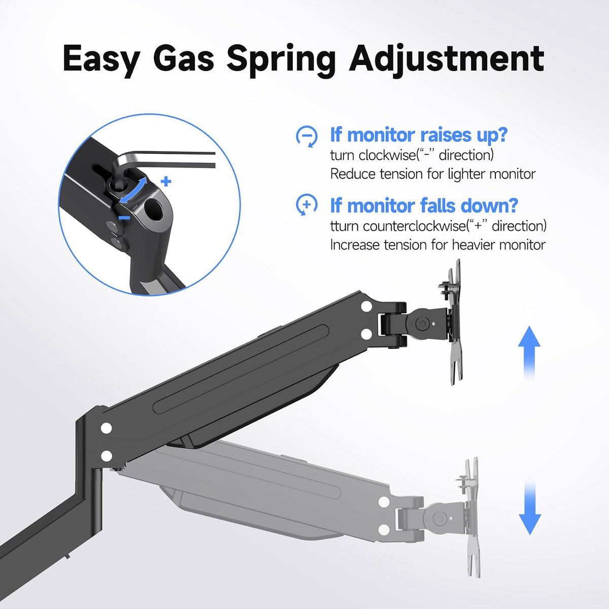 suptek Dual Monitor Mount Gas Spring Monitor Arm Desk Stand with Base,Free St...