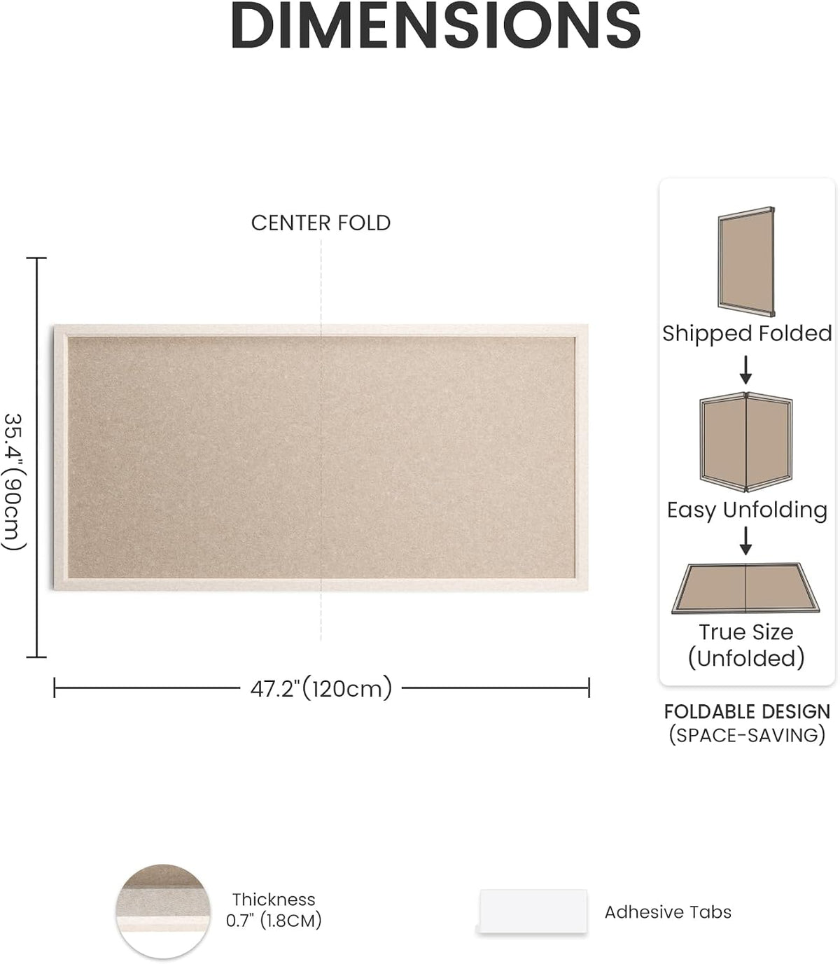 Fluxynara Framed Felt Bulletin Board, 47.2" x 35.4", Khaki