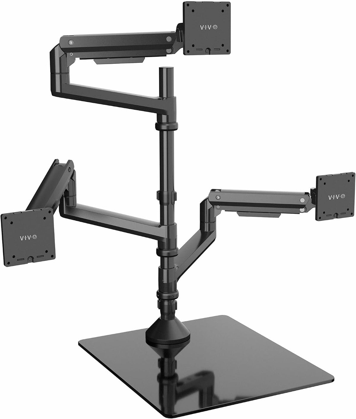 VIVO Pneumatic Arm Triple Ultrawide Monitor Desk Stand for Up to 49 inch Scre...