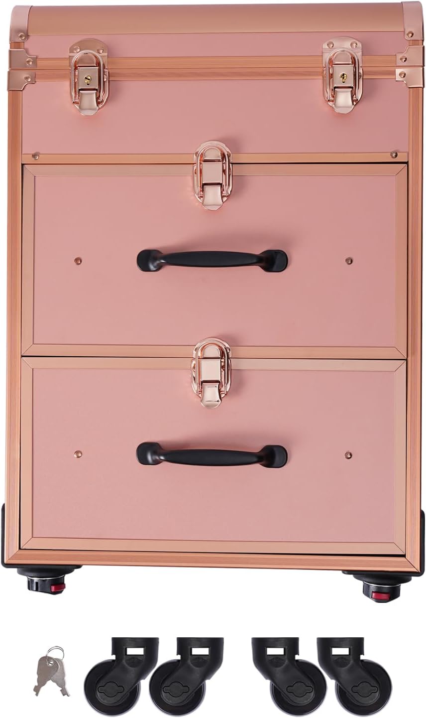 3 in 1 Cosmetic Train Cases Rolling on Wheels Makeup Train Case ๐ฐ๐ข๐ญ๐ก ๐๐ซ๐๐ฐ๐๐ซ๐ฌ ...