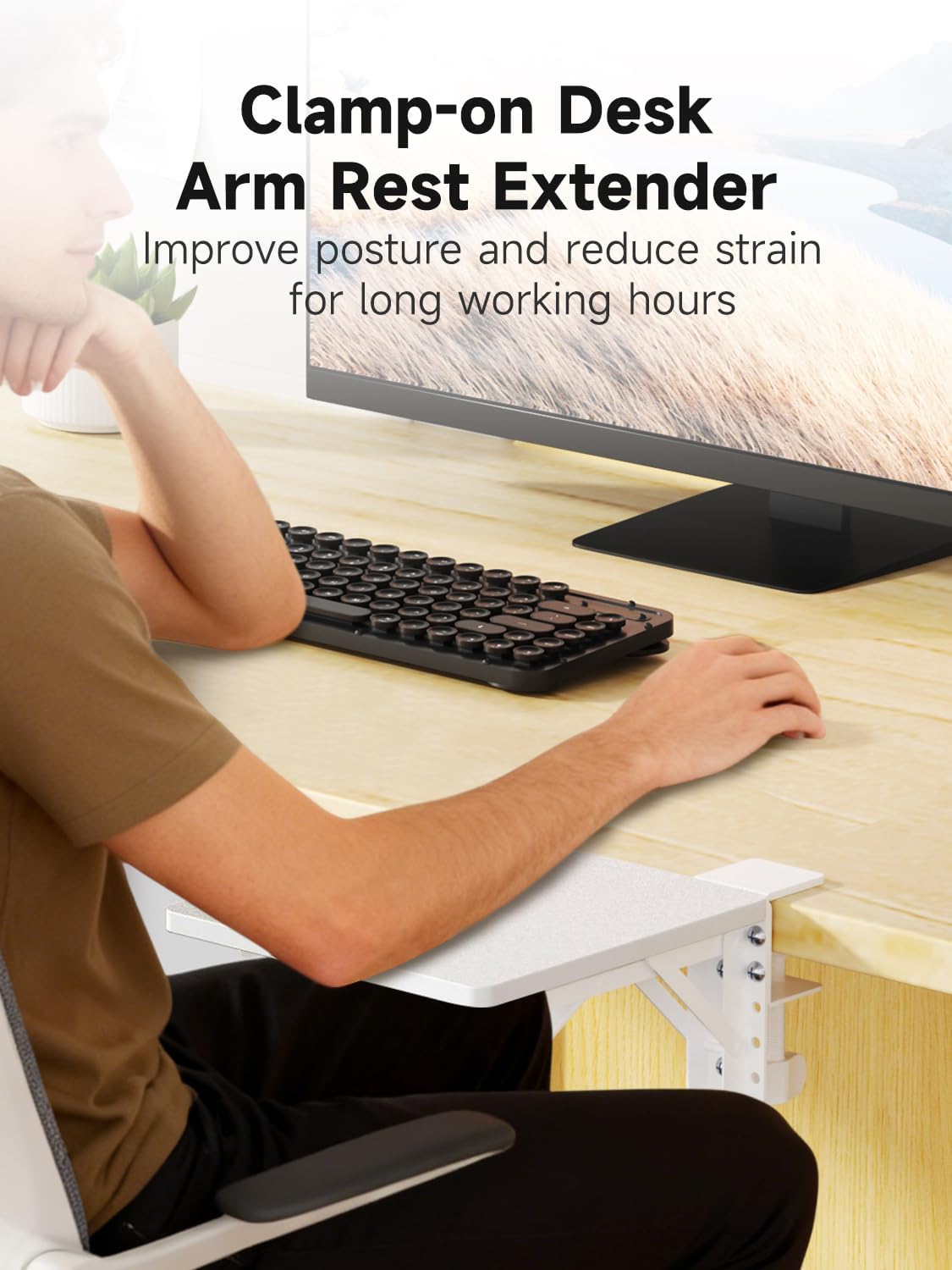suptek Ergonomics Desk Extender Tray, 9.5"x9.1" Clamp on Table Moun...