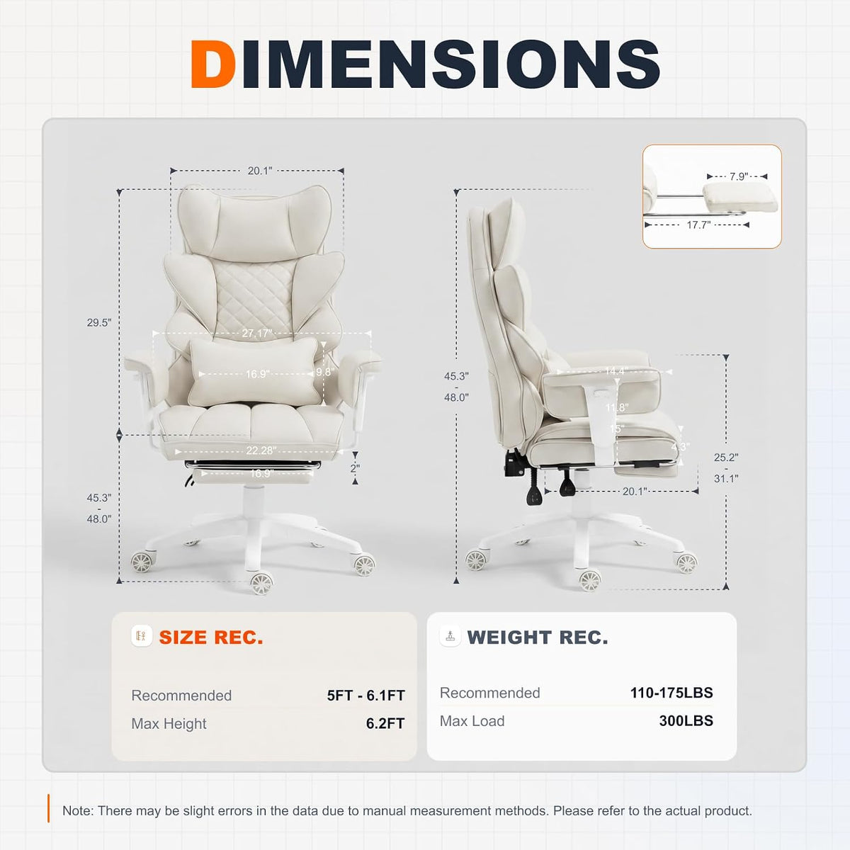 Dowinx Big and Tall Office Chair with Pocket Spring Cushion,High Back Compute...