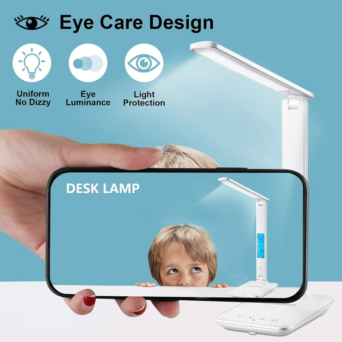 LAOPAO Desk Lamp with Wireless Charger: USB Charging Port, Table Lamp with Cl...