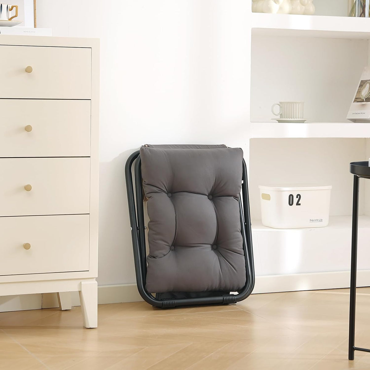 LITA Folding Ottoman, Upholstered Folding Foot Rest Stool for Living Room