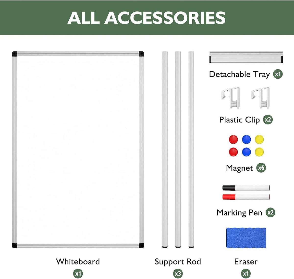 Magnetic Whiteboard Easel Stand, Dry Erase 36 x 24 White Board with Stand