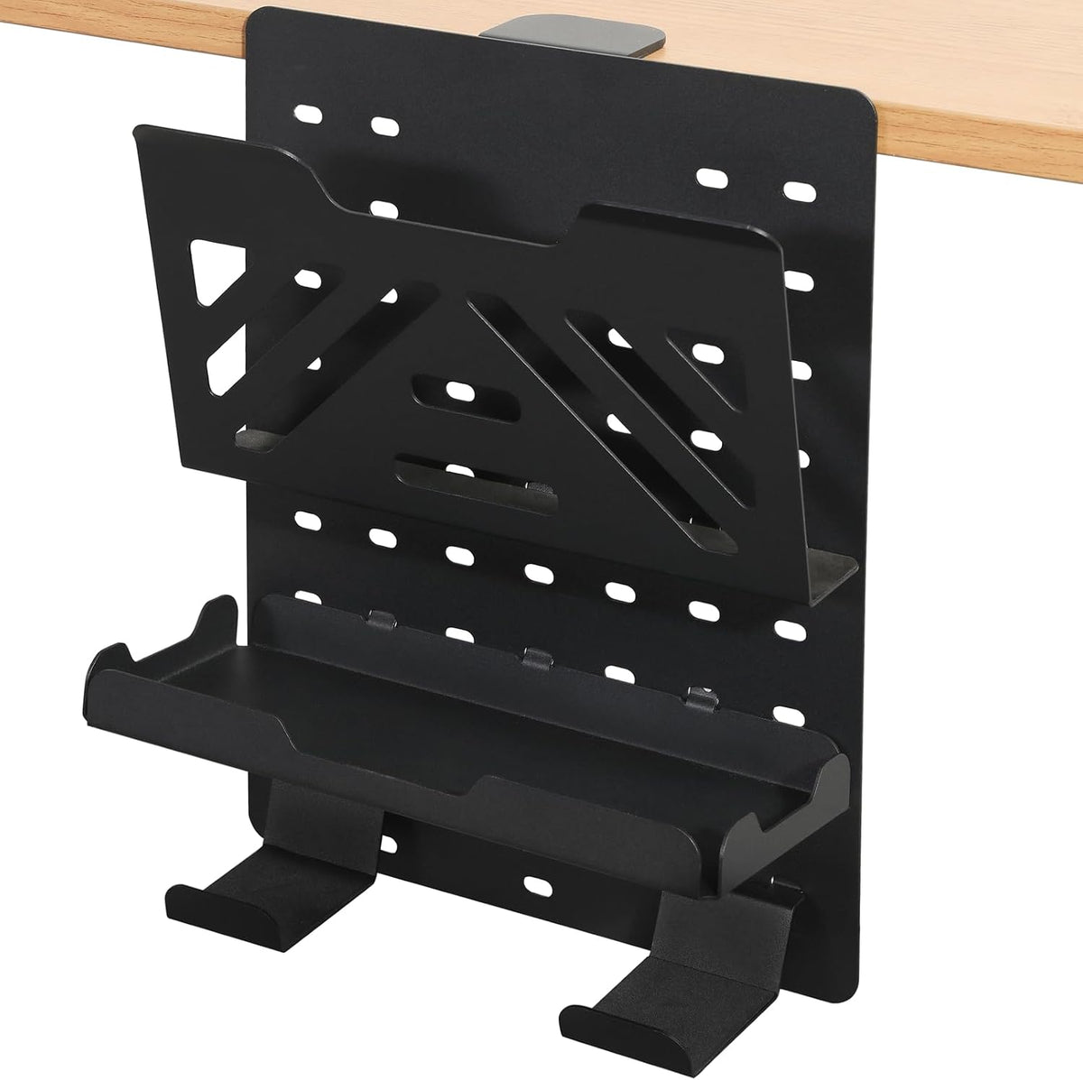 MAXECHO Desk Side Storage Holder, Metal Pegboard, Above or Under Desk Laptop ...