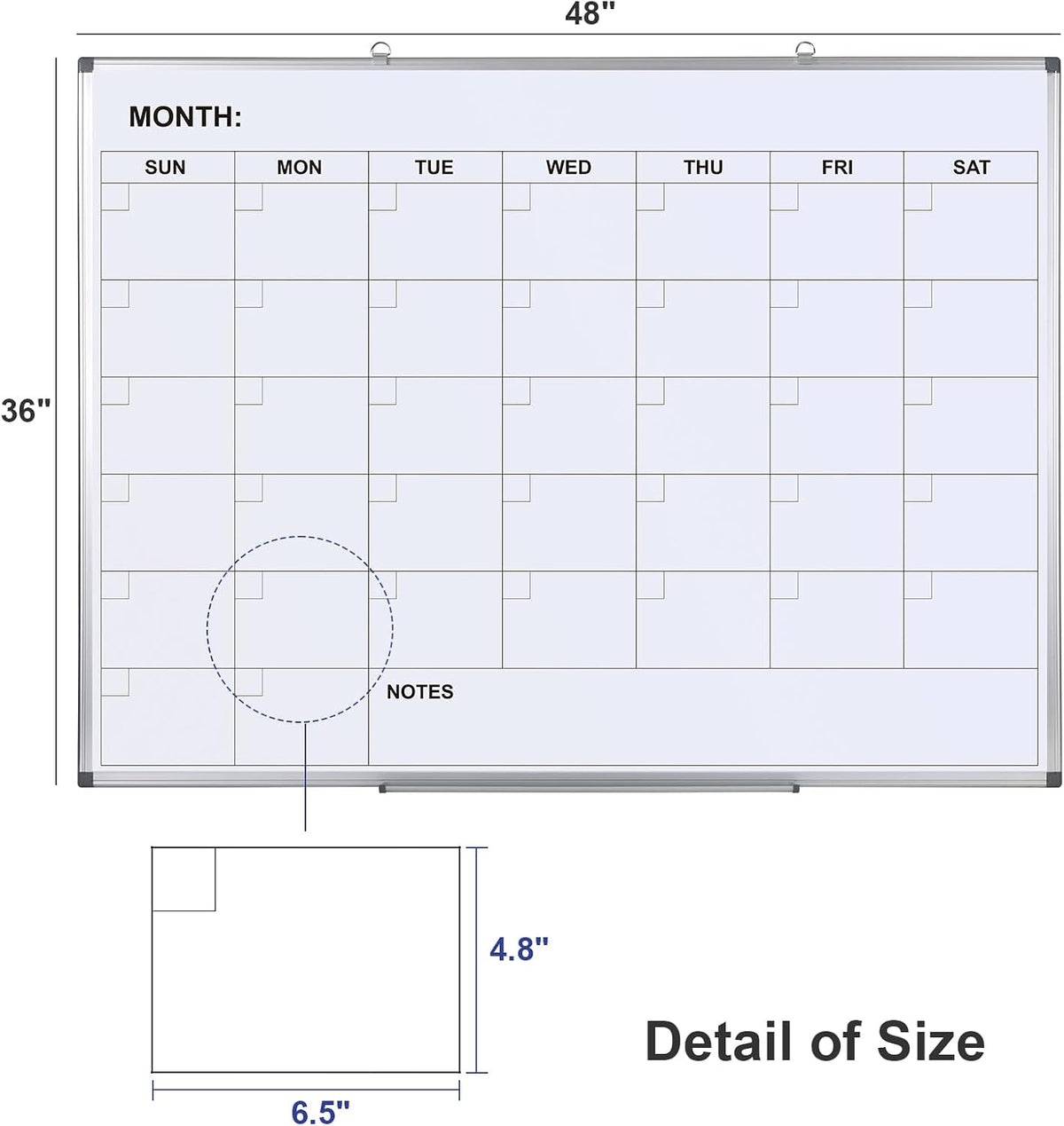 Comix Magnetic Monthly Calendar Whiteboard, 48 x 36 Inches Wall Planner