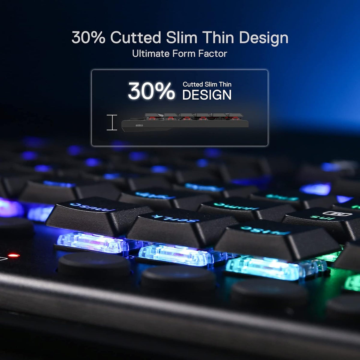 Redragon K619 Horus RGB Mechanical Keyboard, Ultra-Thin Designed Wired Gaming...