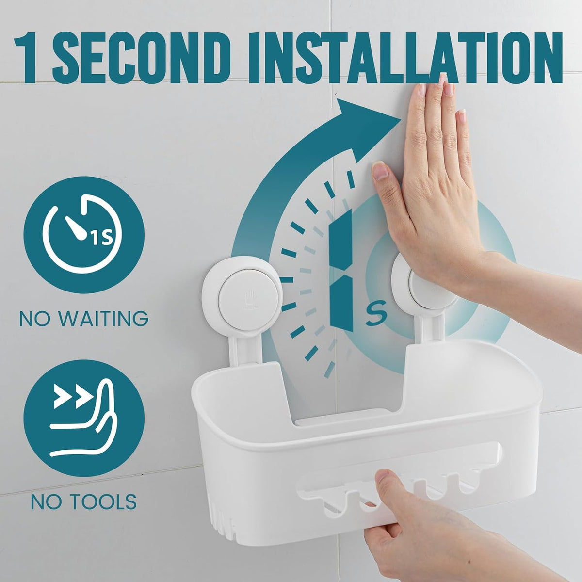 TAILI Shower Caddy Suction Cup, Bathroom Organizer Shelf M&L