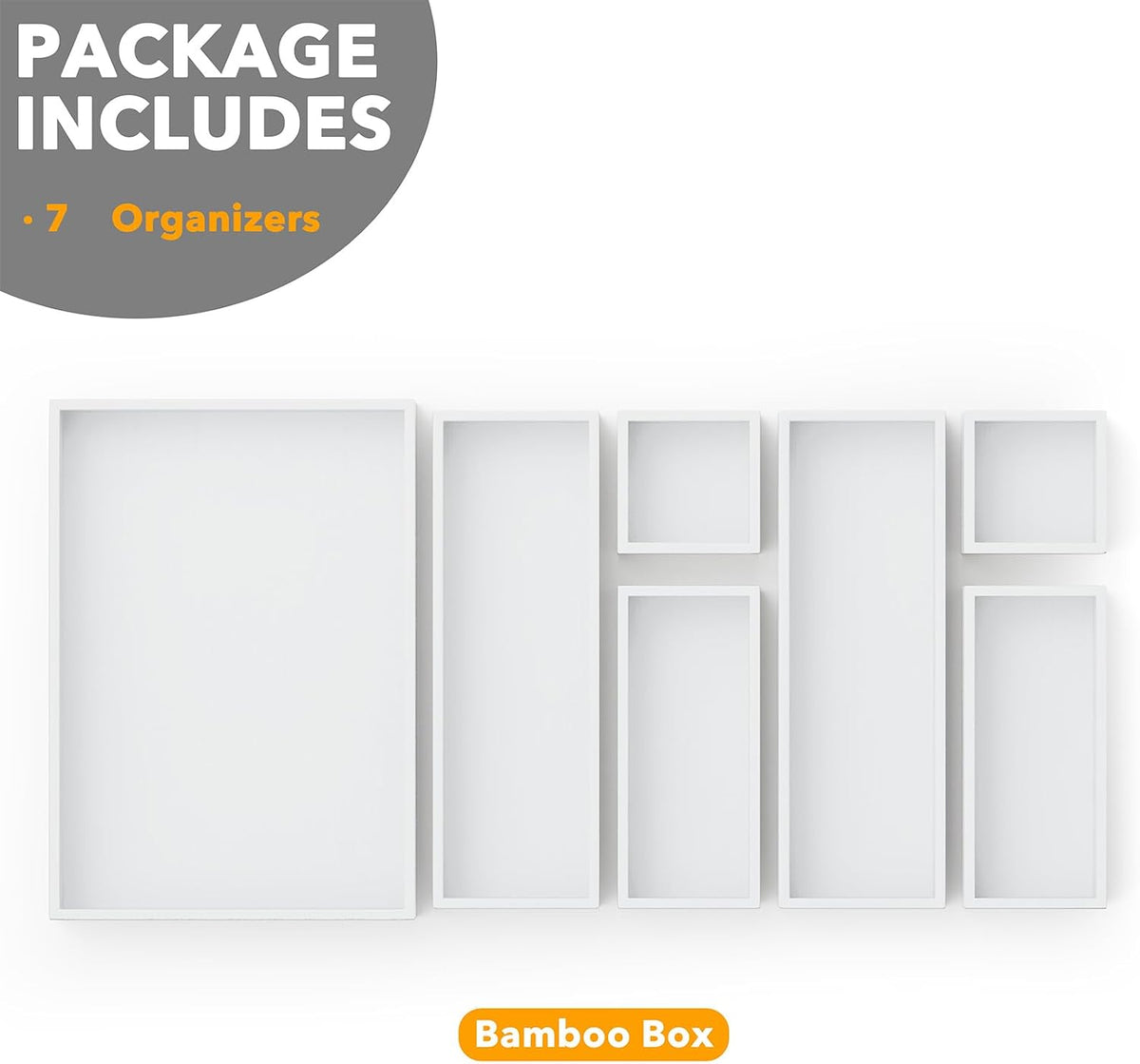 SpaceAid 7-Piece Bamboo Drawer Organizer Storage Boxes Set, Wood Tray Junk Dr...
