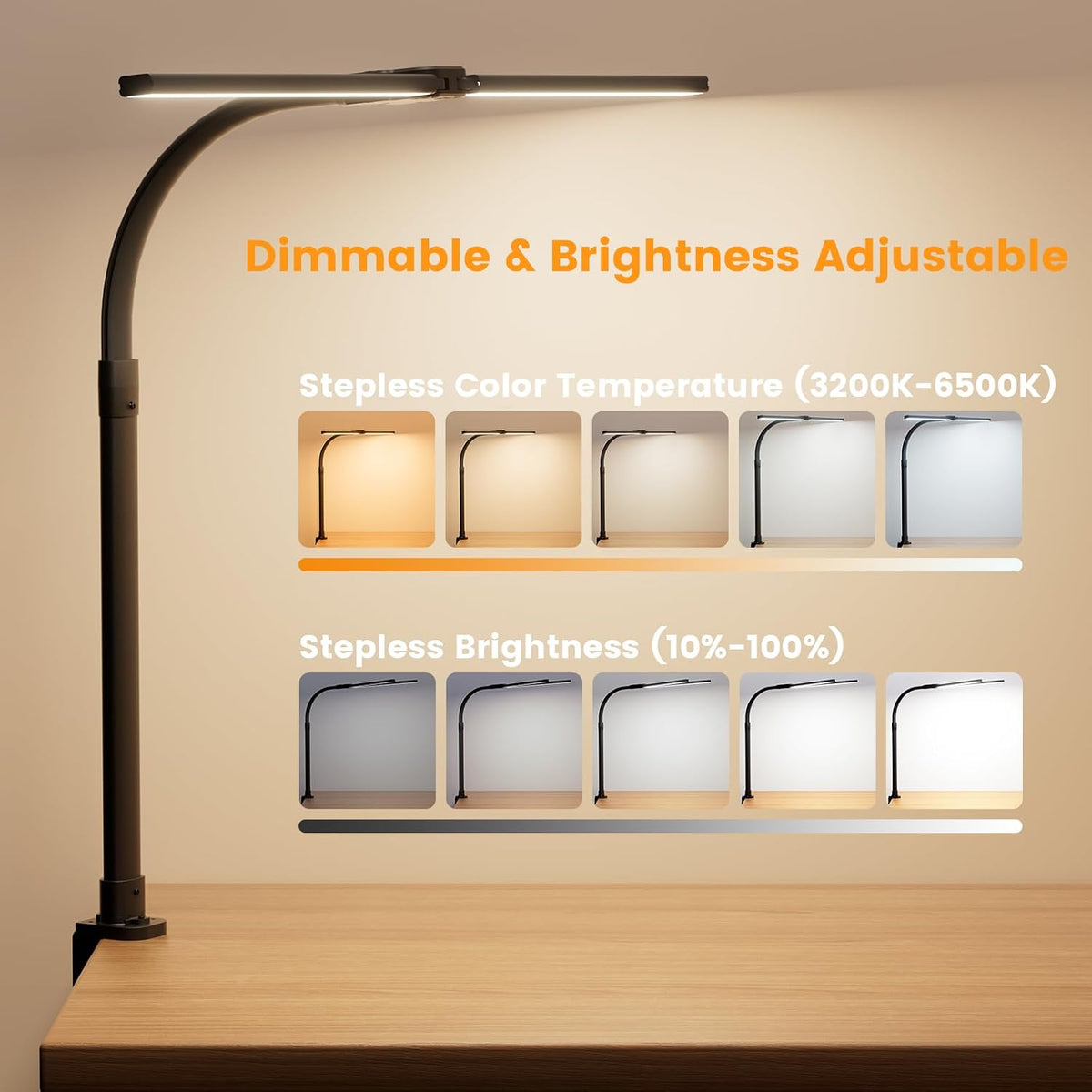 LED Desk Lamp for Home Office, 24W Computer Desk Light with Remote Control, B...