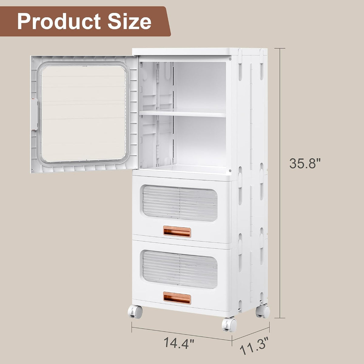 VECELO Narrow Bathroom Storage Cabinet with 2 Drawer, Foldable Storage Organi...