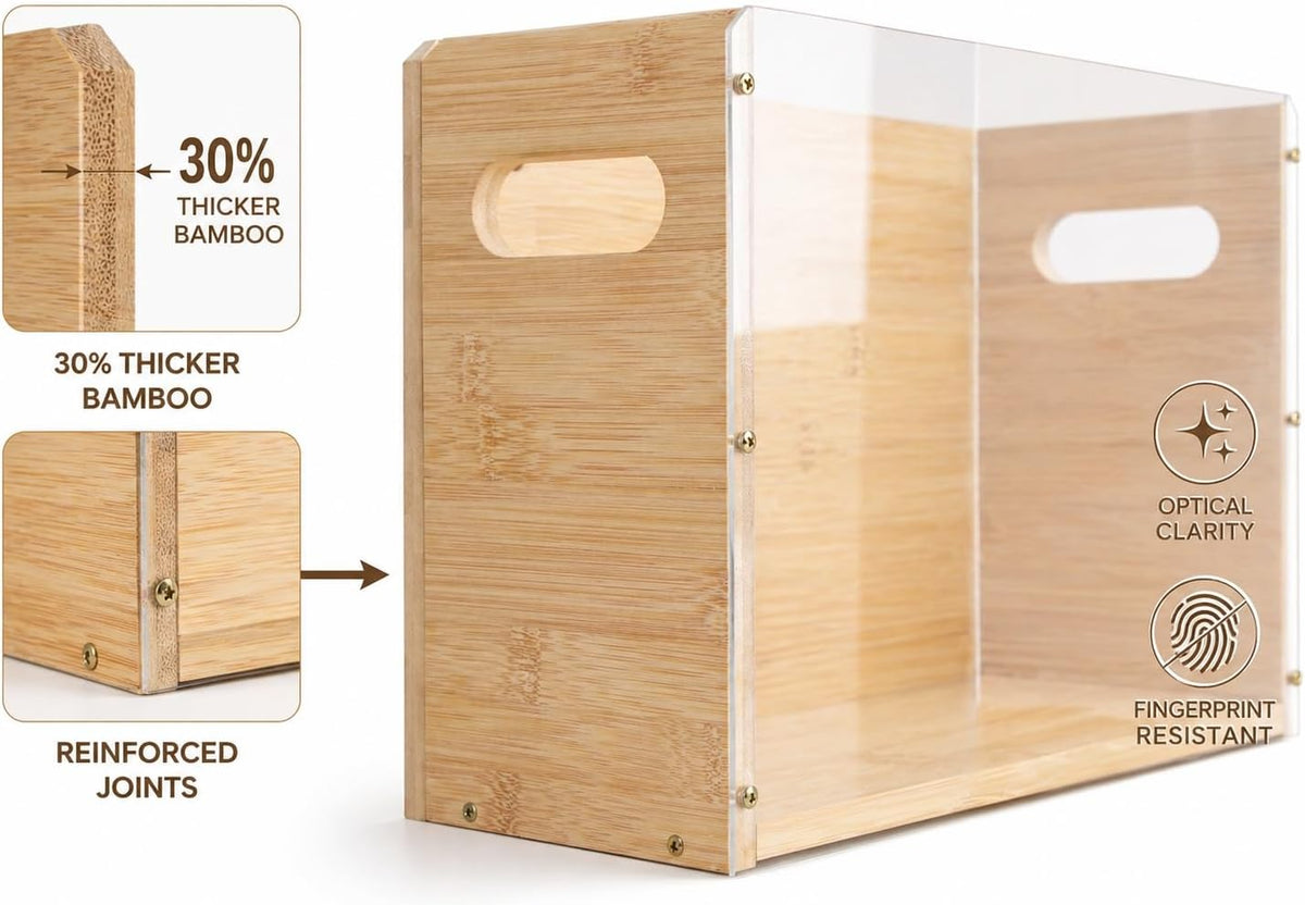2 Pack Premium Thickened Bamboo Desktop Hanging File Organizer - Heavy Duty P...