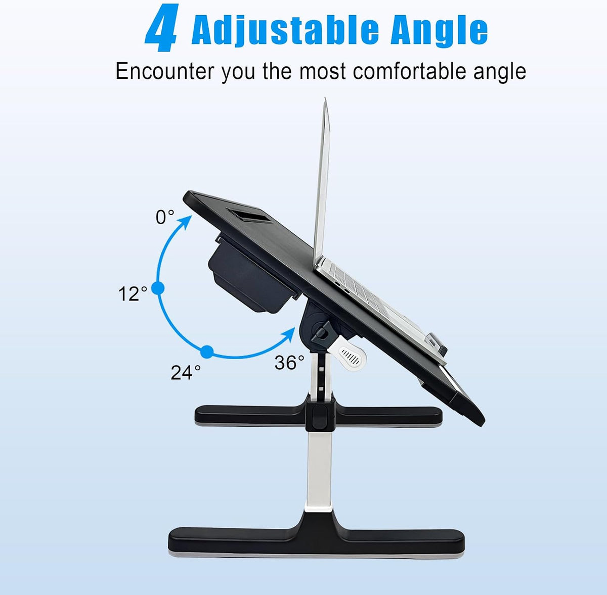 Bed Desk for Laptop, Adjustable Lap Desk with 2 Storage Drawers, Premium PVC ...
