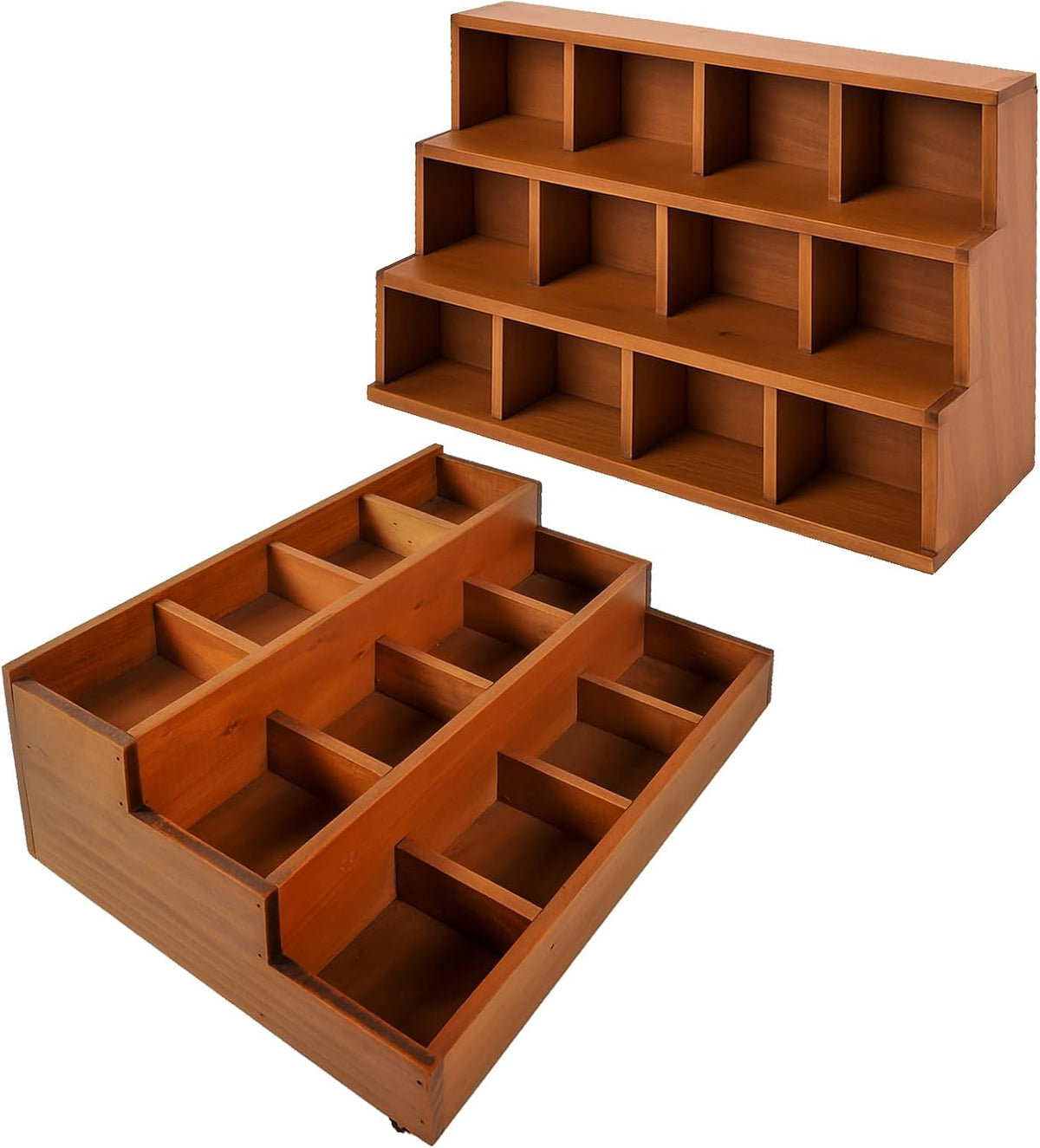 Wood 3-Tier Riser Stand Display Organizer – Versatile Tiered Desktop Shelf fo...