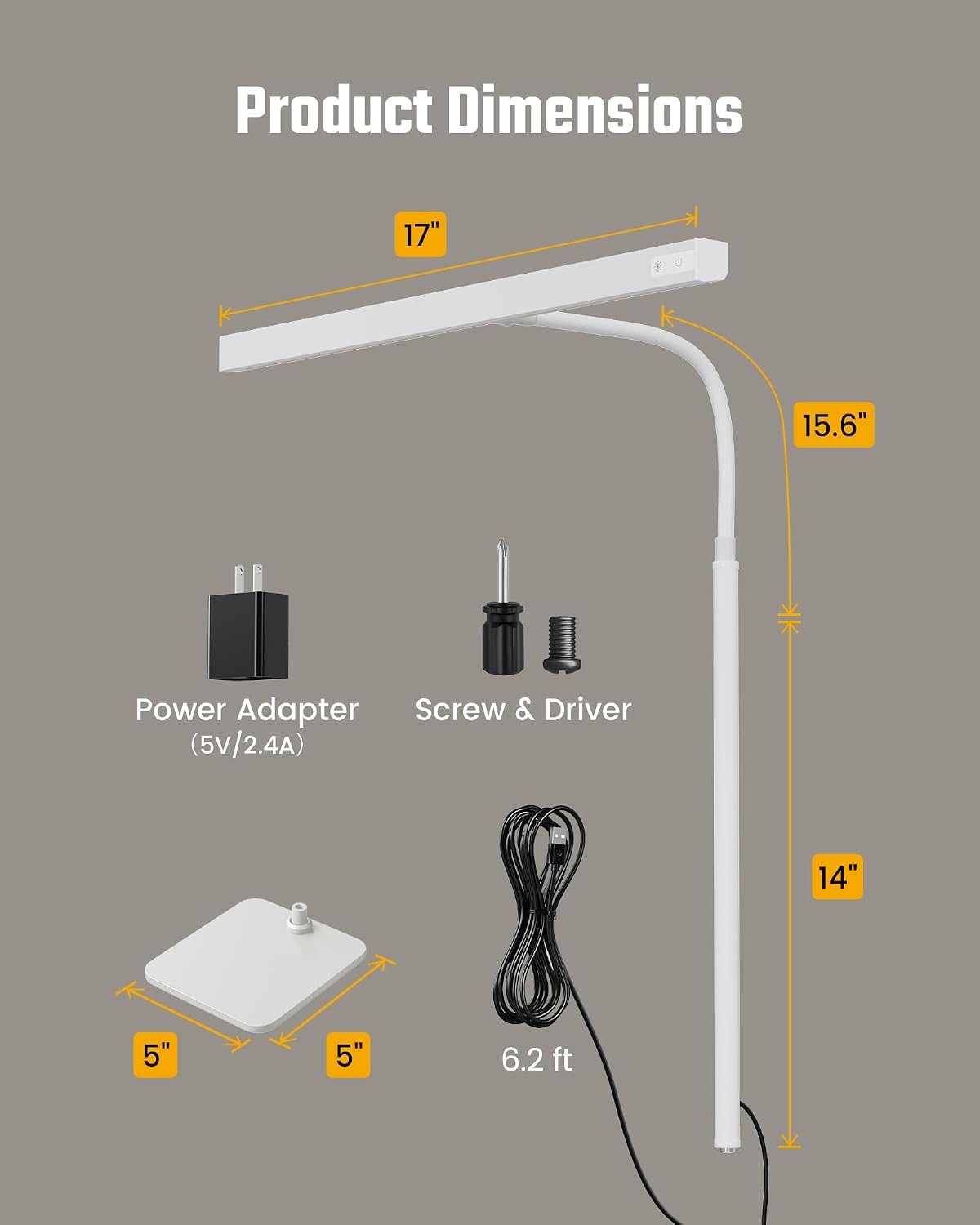 SUPERDANNY LED Desk Lamp for Home Office, Eye-Caring Desk Light with Base