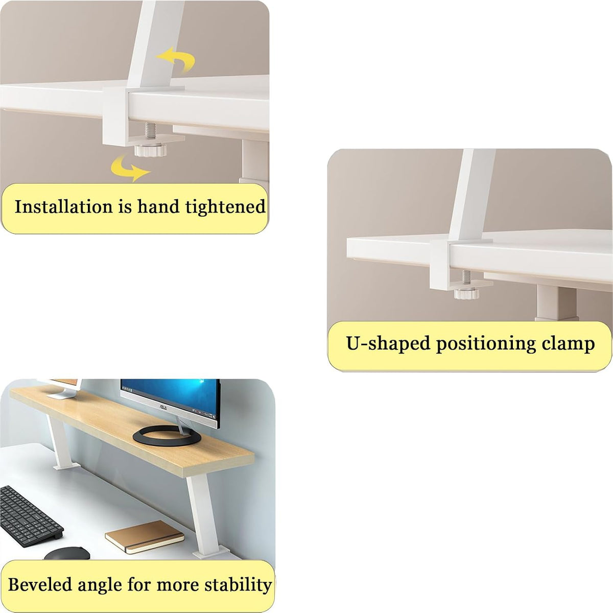 24x7.8 in Clamp on Desk Shelf, Adjustable Floating Desks Shelf Space Saving D...