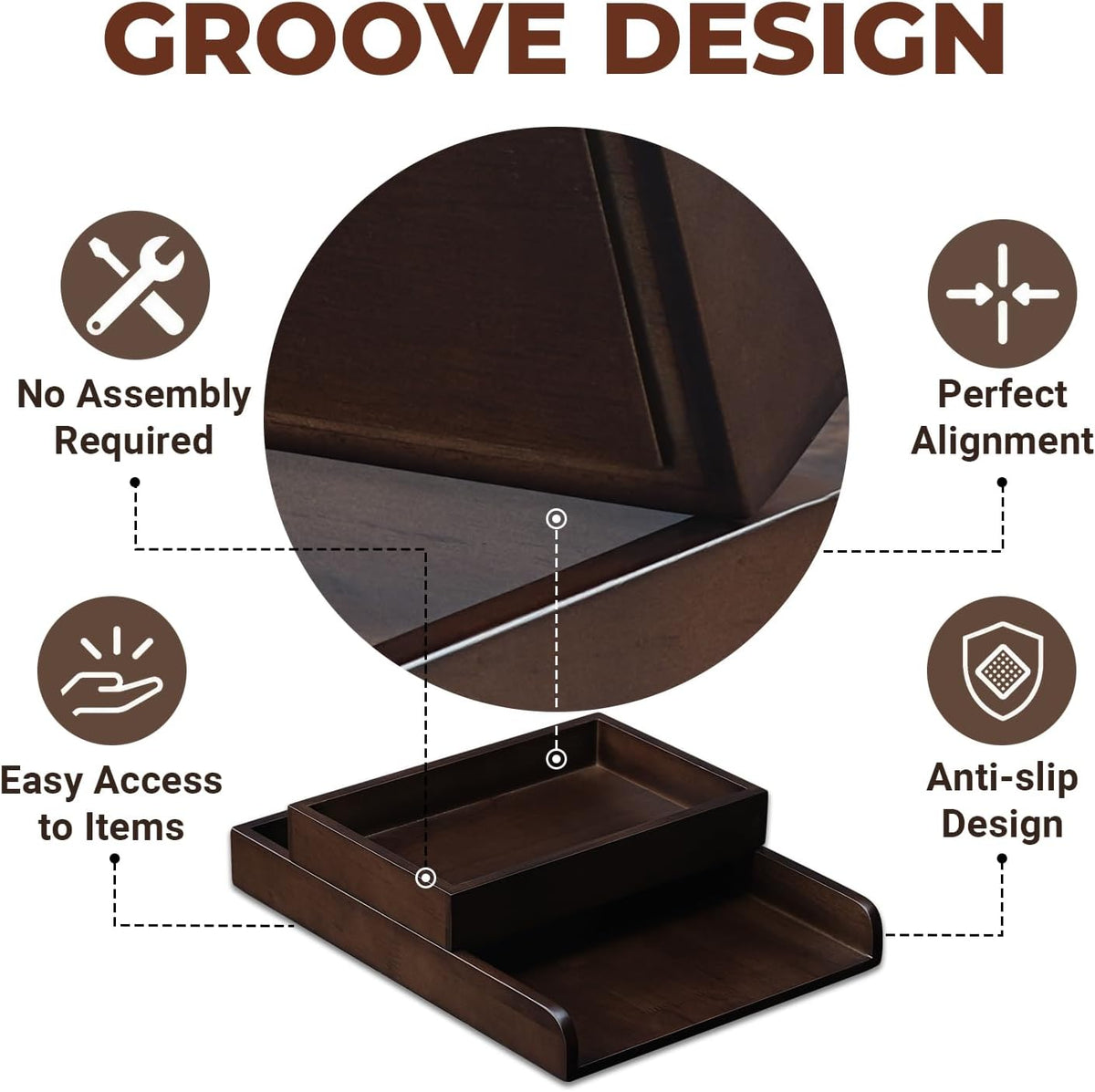 Wood 2-Tier Letter Tray, Stackable Detachable Paper Tray Desk Organizer