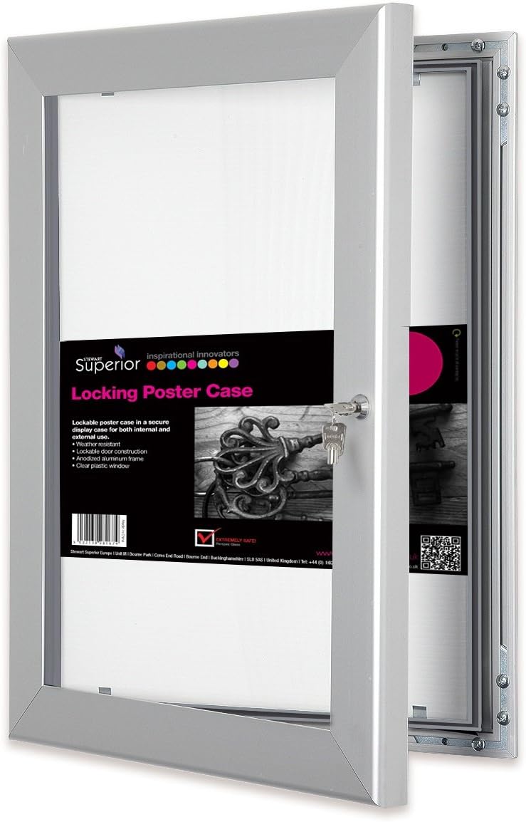 SECO Lockable Bulletin Board | Waterproof | 8.5" x 11" | Silver