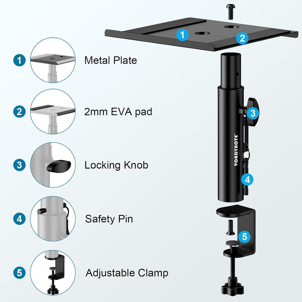 Vondynote Studio Monitor Stands Desk Clamp Speaker Stands Against The Wall