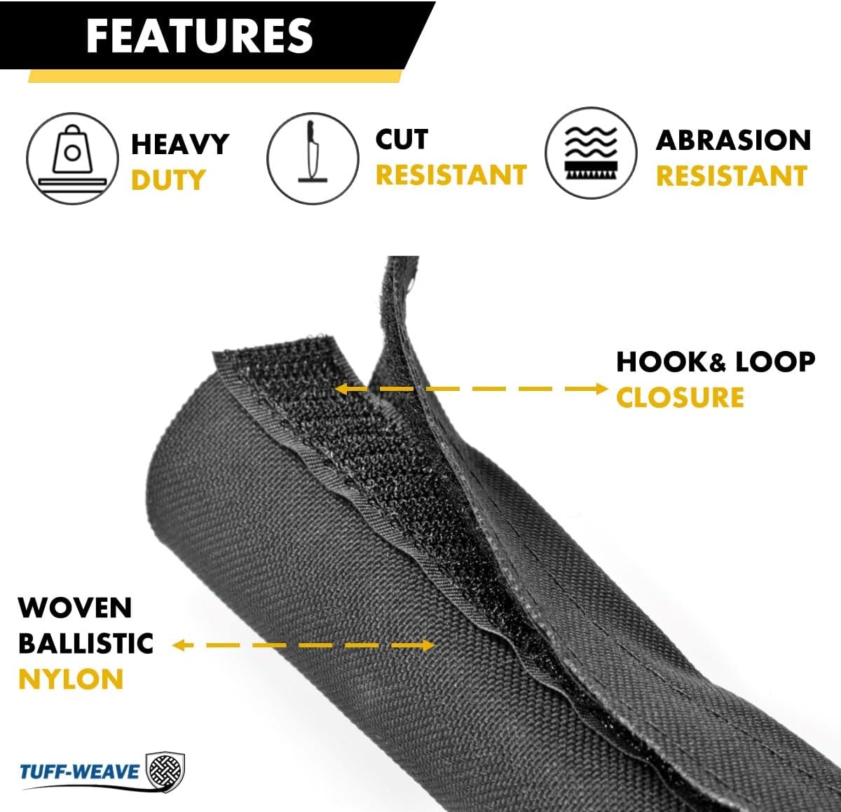 Kable Kontrol Tuff Weave Wrap Woven Nylon Sleeving, 2" 150 Ft - Black