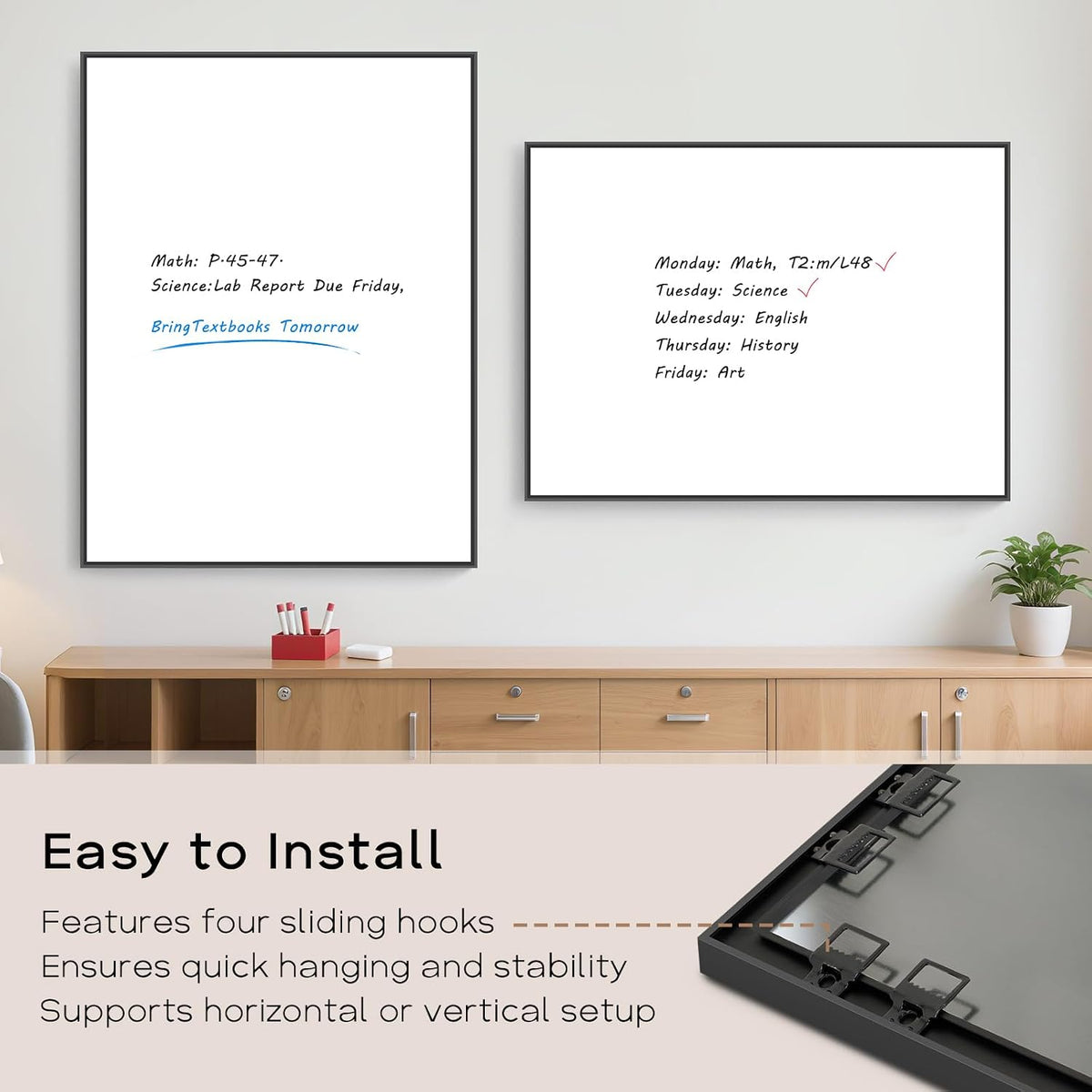 Large Magnetic Whiteboard, 48" x 36" Dry Erase White Board for Wall