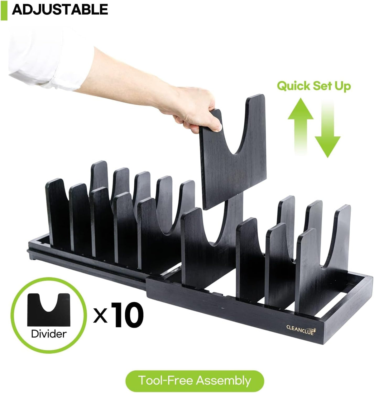 Pots and Pans Organizer under Cabinet Expandable Bamboo Pot Lid Holder Rack
