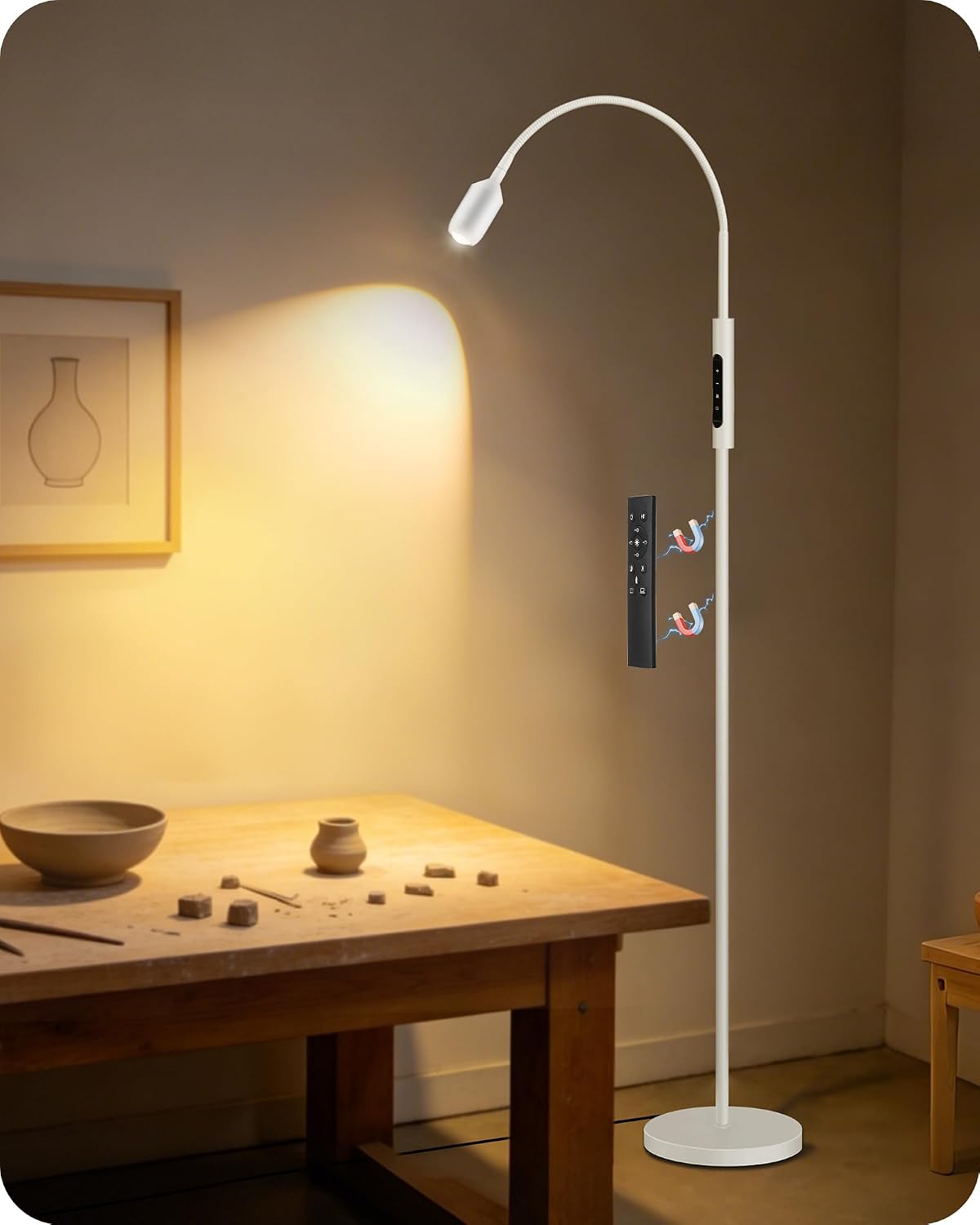 Reading Floor Lamp, 74.2" Tall LED Lamp, with 360° Flexible Gooseneck &a...