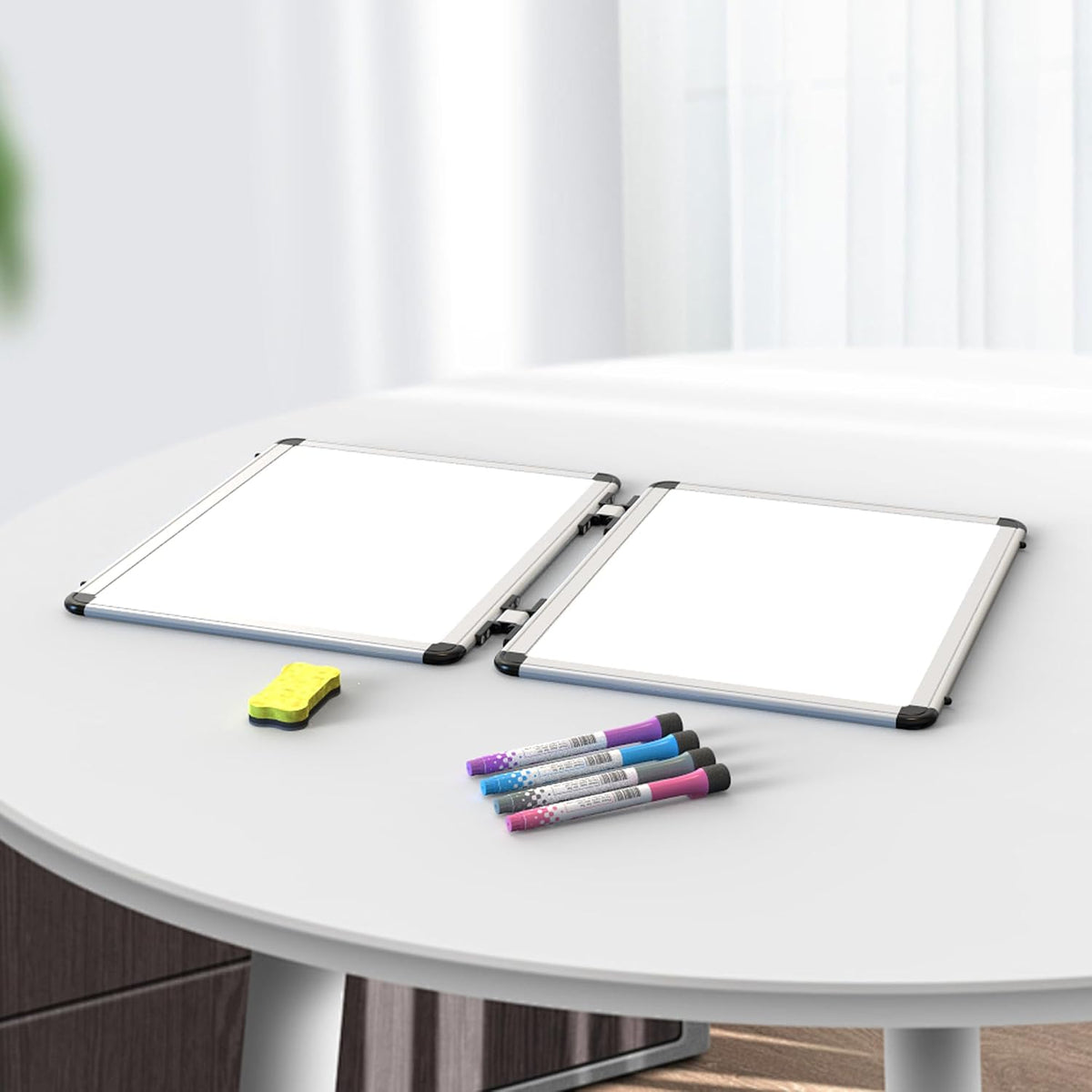 Dry Erase Board, 17x13 inch with 4 Sides Magnetic Whiteboard, A3 Foldable Sma...