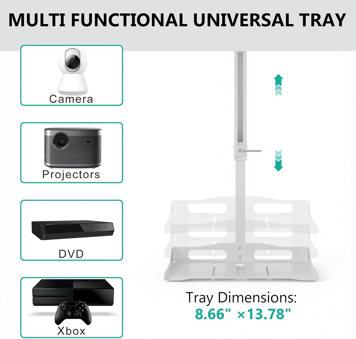 WALI Projector Ceiling Mount Tray, Height Adjustable Wall Mount Holder for Pr...