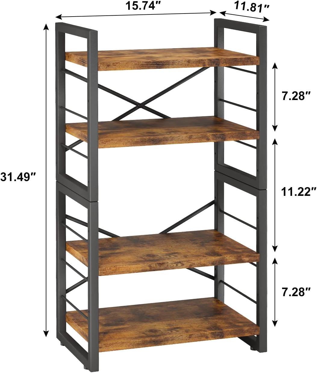 Homeiju Bookshelf, Dorm Desk Hutch, Desk Shelf Organizer, 4 Tier Stackable Bo...
