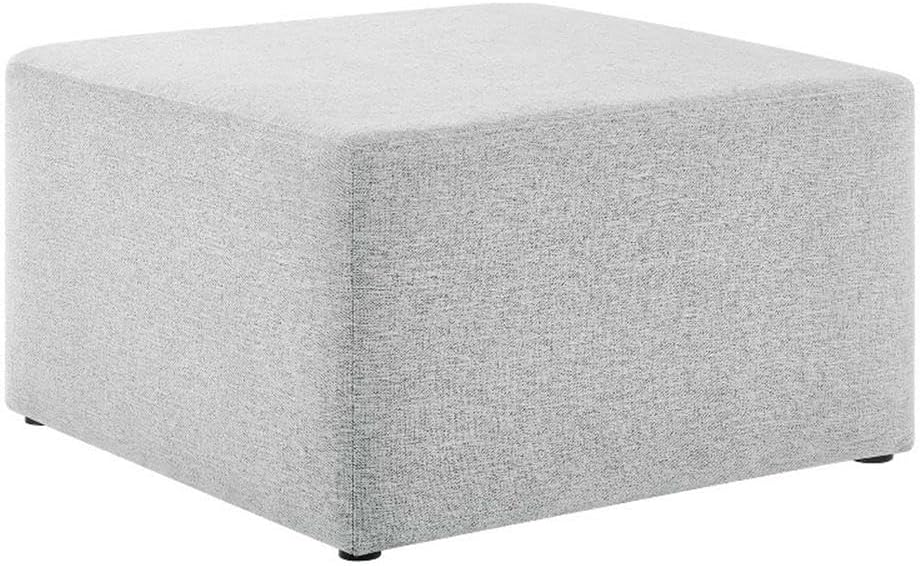 Modway Callum 28 Inch Square Ottoman in Heathered Weave Light Gray - Heathere...