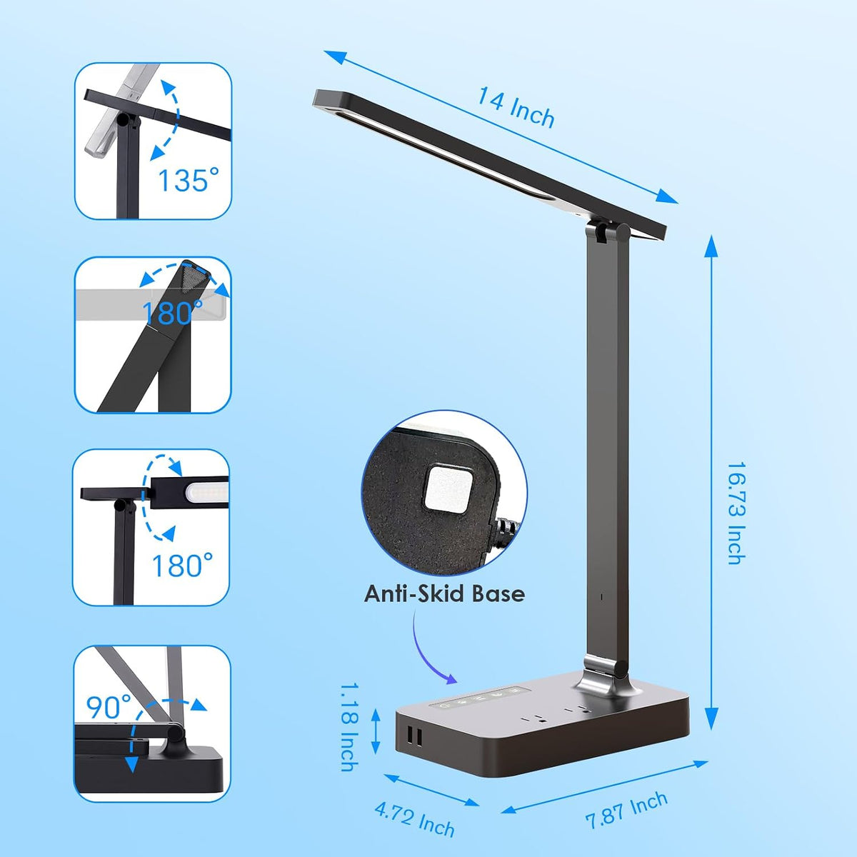 Desk Lamp with USB Charging Port: Table Lamp with Charging Station - 2 Outlet...