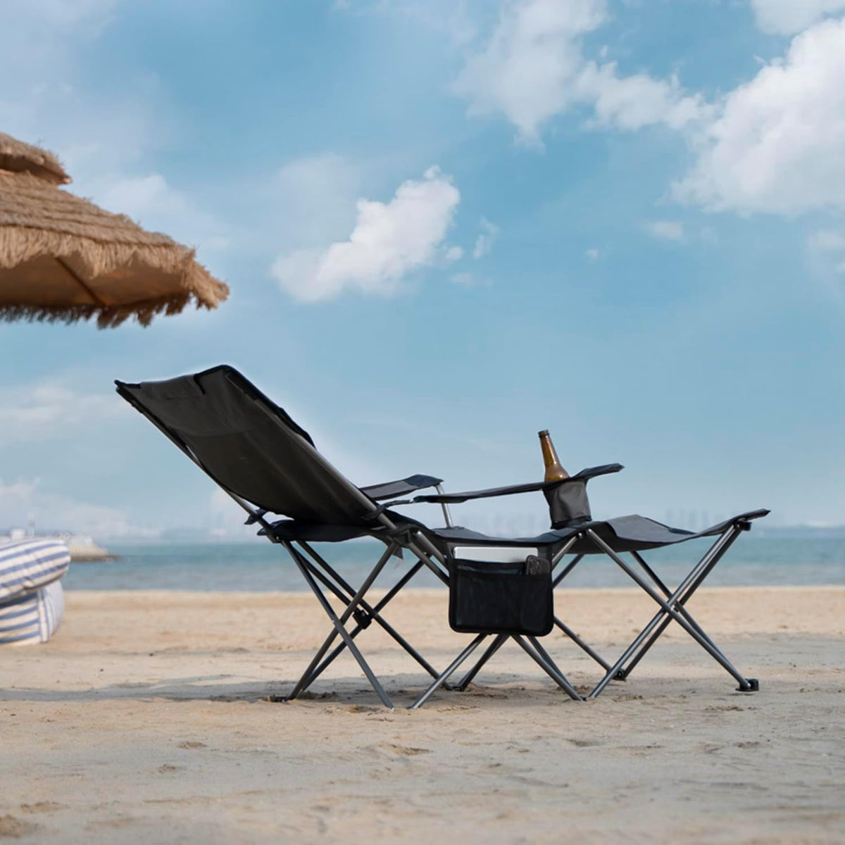 apollo walker Reclining Beach Chair, 90-135° Adjustable Grey