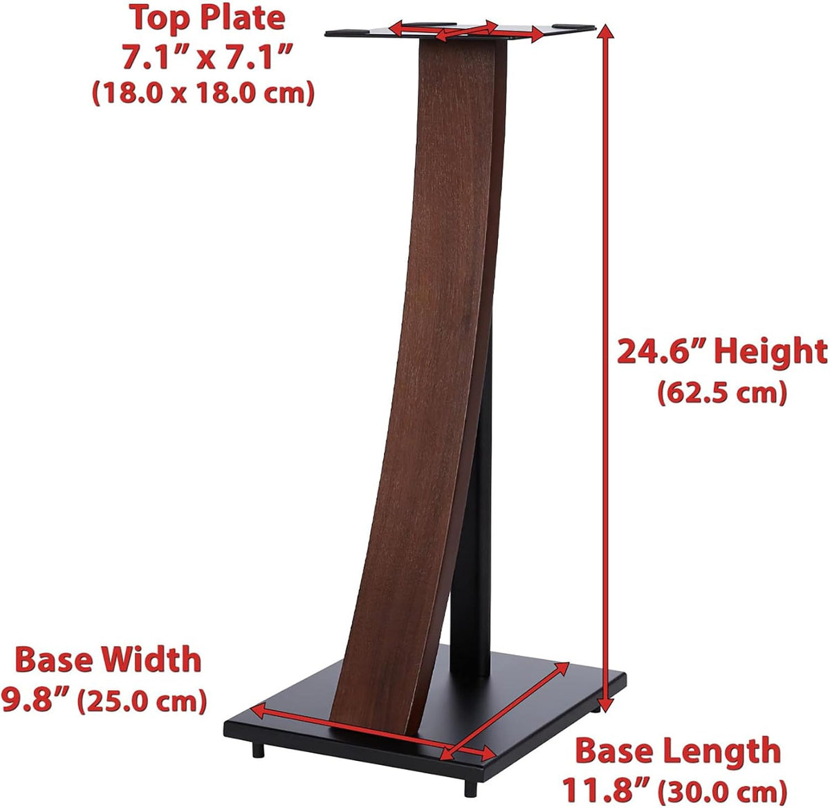 EXIMUS One Pair Fixed Height Universal Speaker Floor Stands with Real Wood - ...