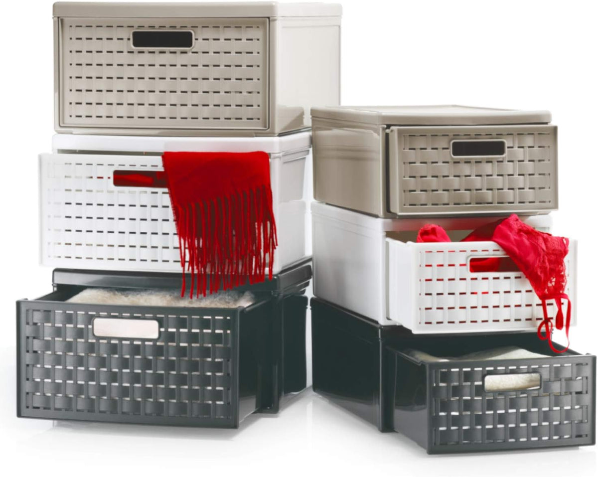 Rotho Country Box 8.3l with 1 Drawer in Rattan-Look, Plastic (PP) BPA-Free, A...