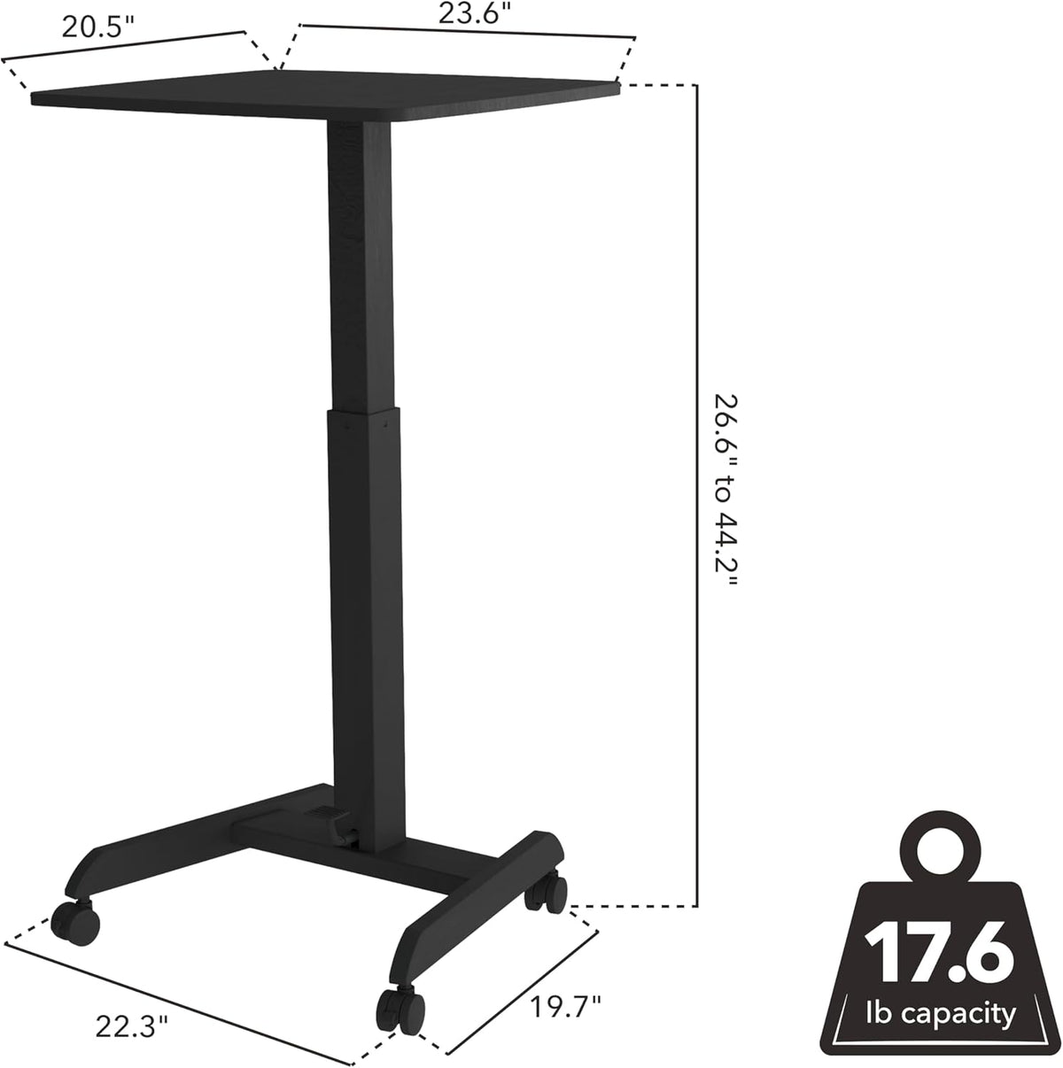 Mount-It! Rolling Laptop Desk Adjustable Height (29.6”-44.2”), Mobile Worksta...