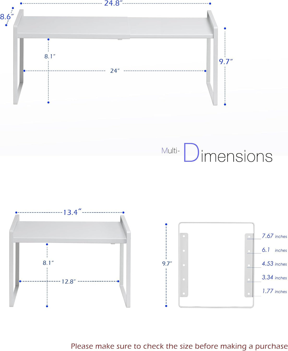 Nxconsu Kitchen Cabinet Shelf Organizers, Countertop Riser, 8.6" 1 Pack