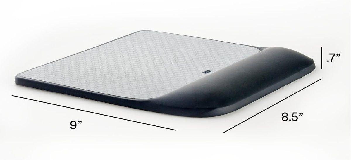 3M Precise Mouse Pad with Gel Wrist Rest, 8.4 in x 8.8 in, Black
