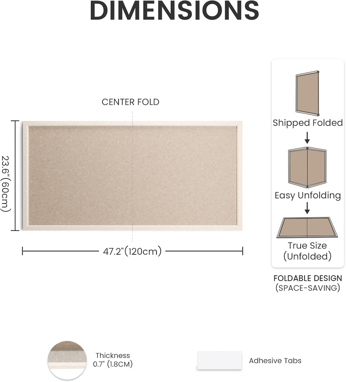 Fluxynara Framed Felt Bulletin Board, 47.2" x 23.6", Khaki