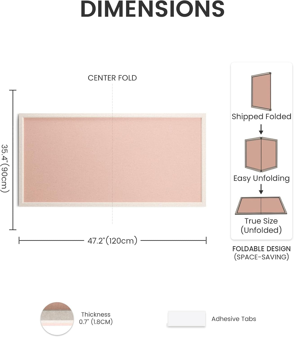 Fluxynara Framed Felt Bulletin Board, 47.2" x 35.4", Pink