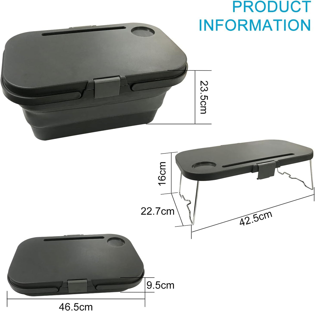 Foldable Camping Basket with Table Grey
