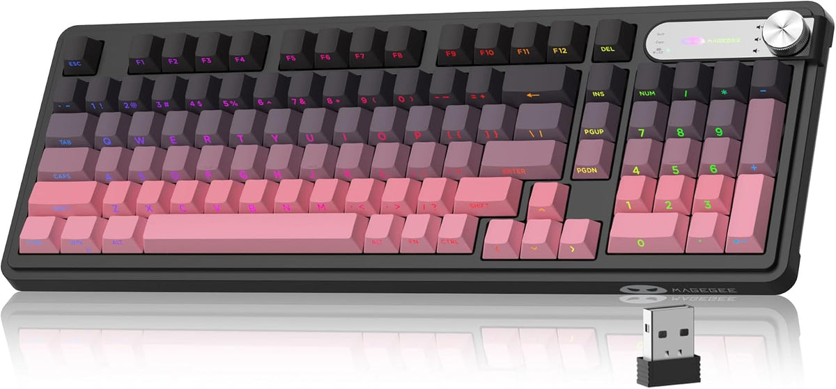 MageGee GK960 Wireless Keyboard, 98 Keys Tri-Mode BT/2.4G/Wired Membrane Gami...