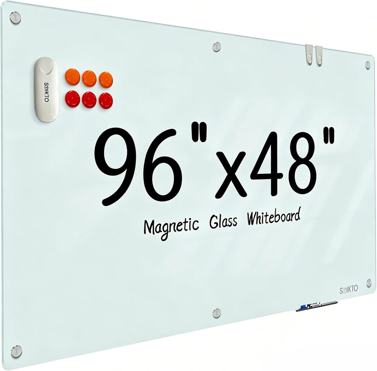 Glass Whiteboard - Glass Dry Erase Board 48" x 96" Magnetic White B...
